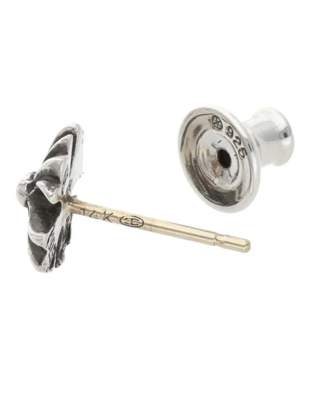 Chrome Hearts No2 CH Pls CH Plus Stud Silver Earrings